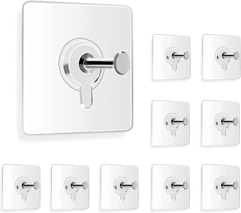 [SSWHOOKS26] Stainless Steel Photo Self Adhesive Transparent Wall Hooks (Pack of 15)